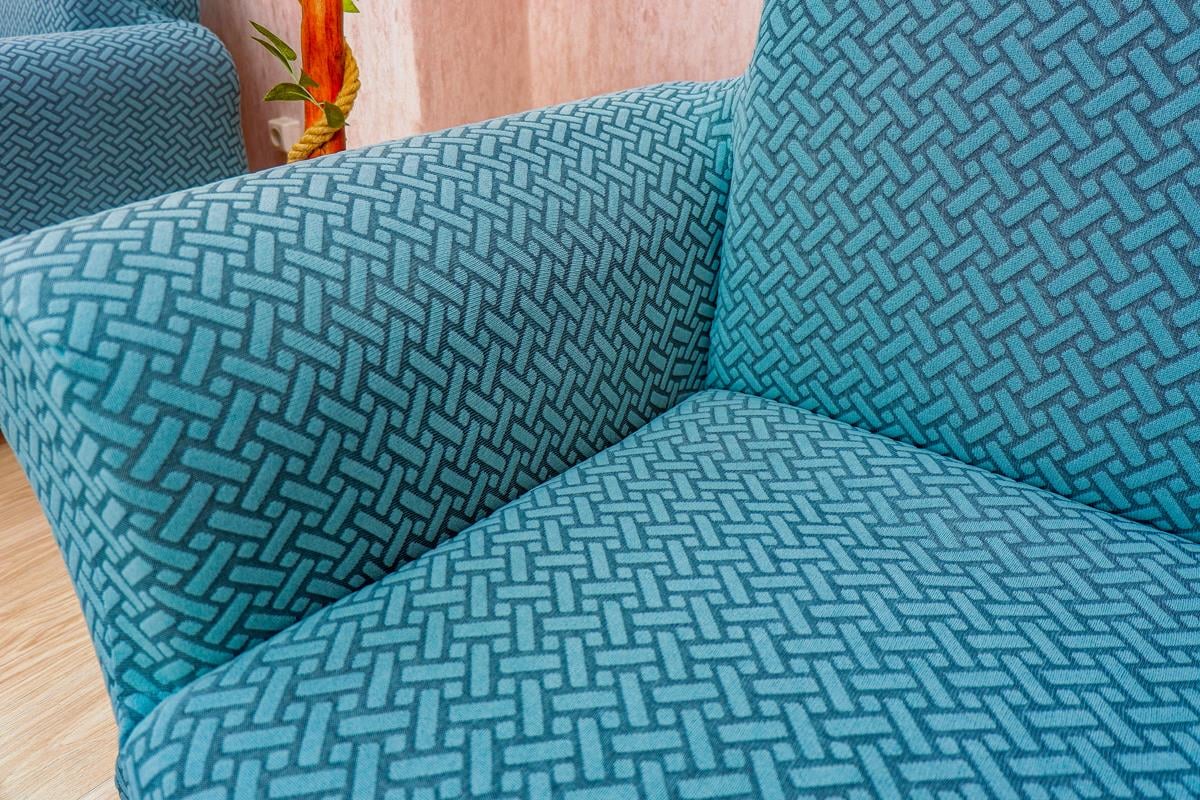 Jakarlı Koltuk Örtüsü Takımı Hasır Desen 3+3+1+1 – Yeşil