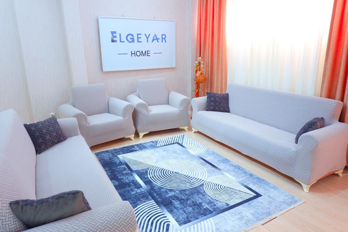 Jakarlı Koltuk Örtüsü Takımı Hasır Desen 3+3+1+1 – Gri