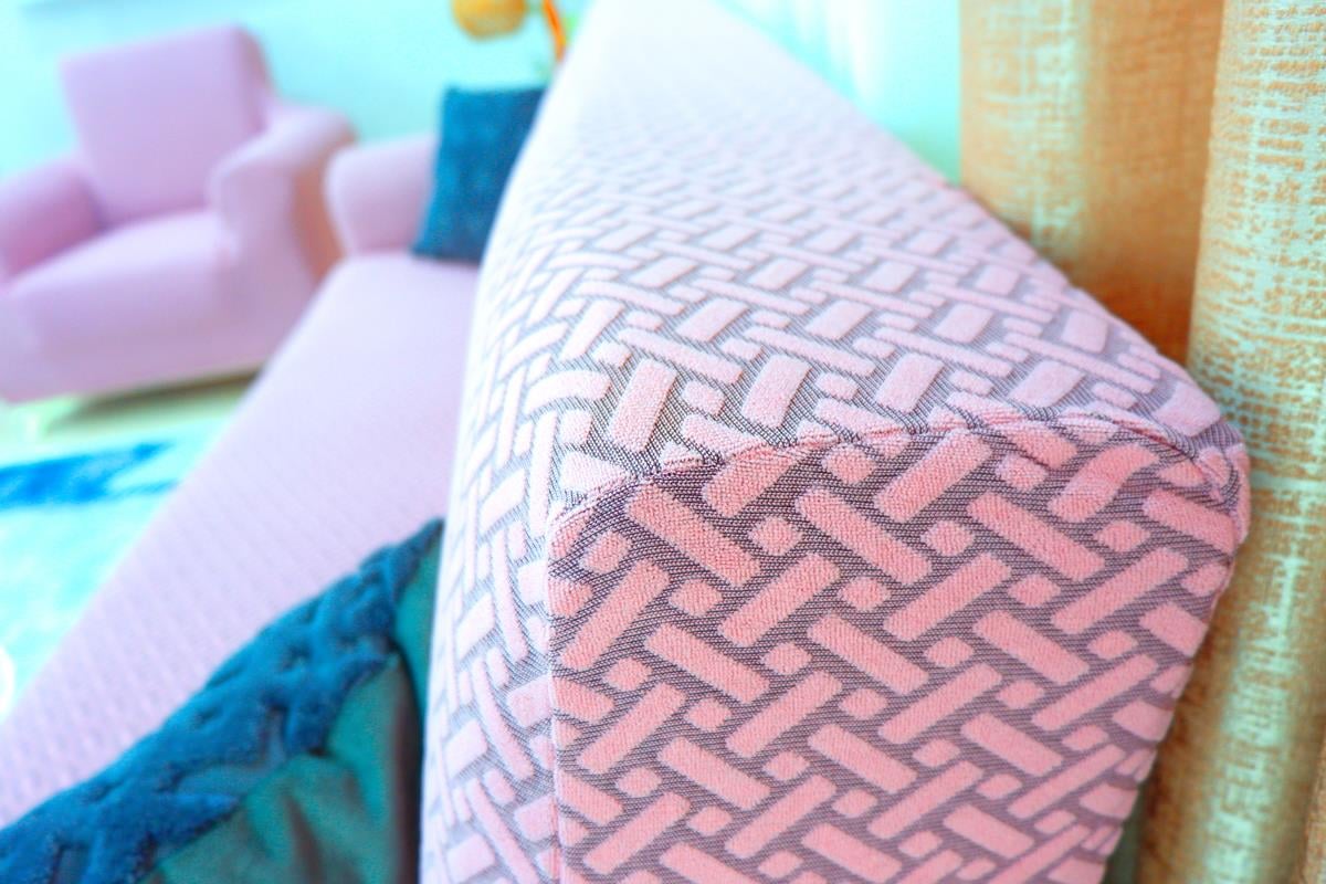 Jakarlı Koltuk Örtüsü Takımı Hasır Desen 3+3+1+1 – Pembe