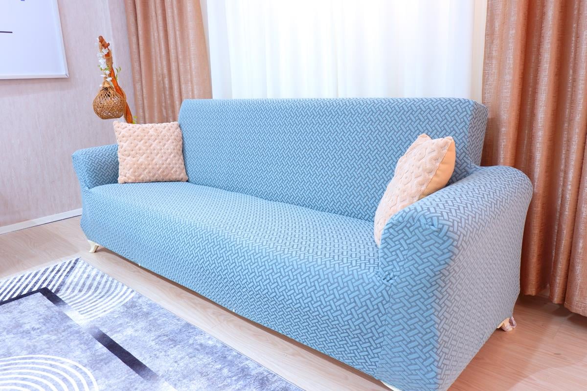 Jakarlı Koltuk Örtüsü Takımı Hasır Desen 3+3+1+1 – Yeşil