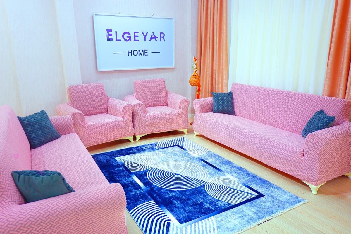 Jakarlı Koltuk Örtüsü Takımı Hasır Desen 3+3+1+1 – Pembe