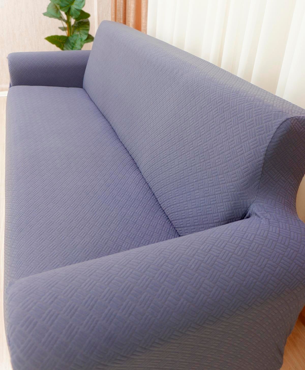 Jakarlı Koltuk Örtüsü Takımı Sepet Desen 3+3+1+1 - Antrasit