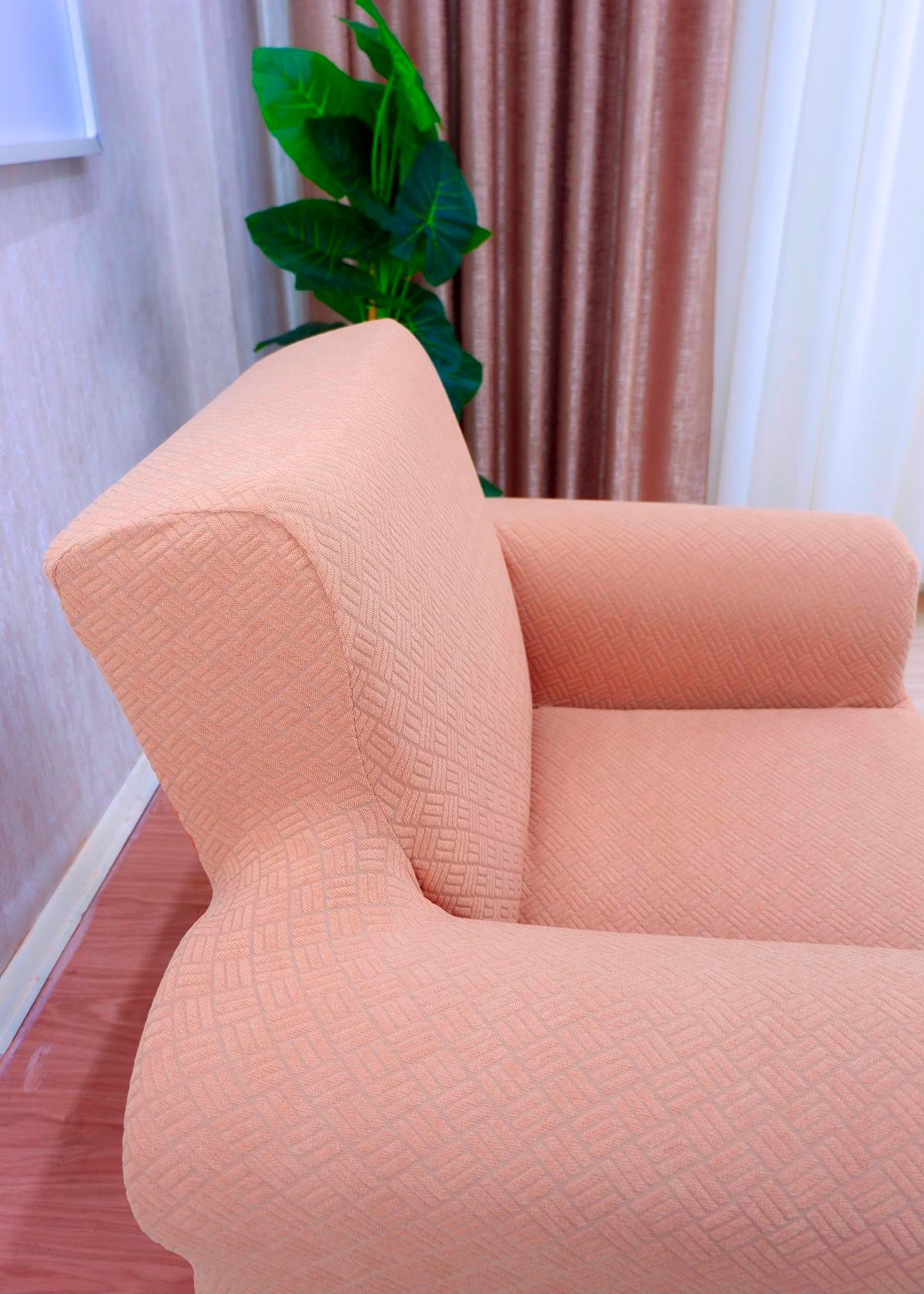 Jakarlı Koltuk Örtüsü Takımı Sepet Desen 3+3+1+1 - Bej