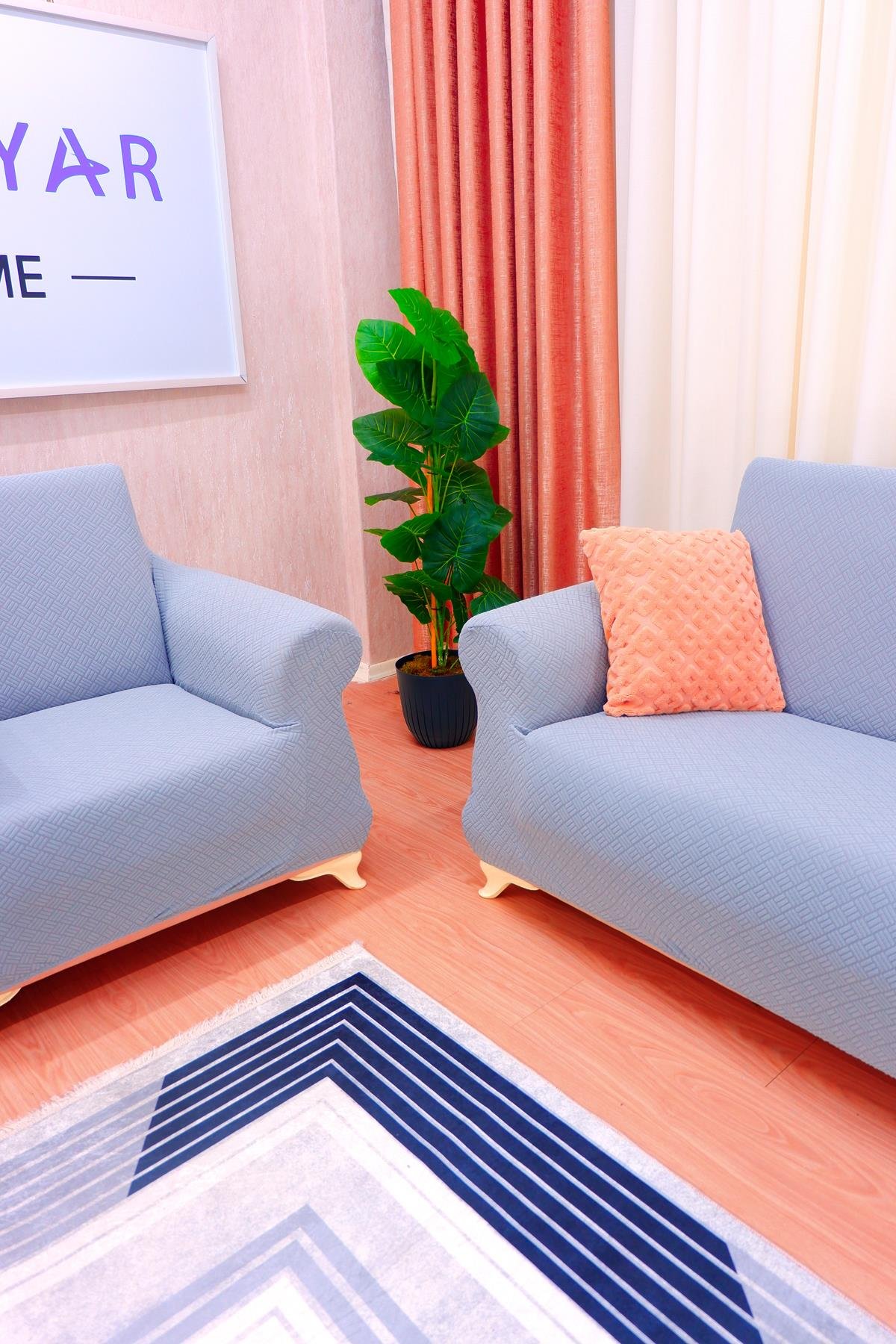 Jakarlı Koltuk Örtüsü Takımı Sepet Desen 3+3+1+1 - Gri