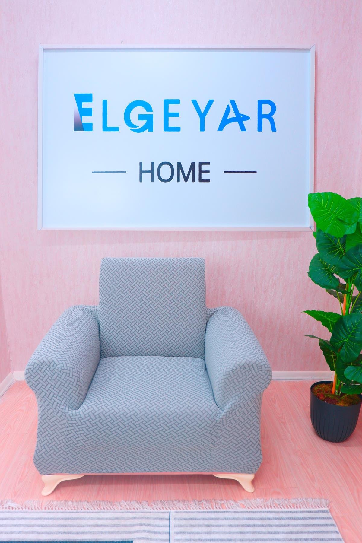 Jakarlı Tekli Koltuk Örtüsü Hasır Desen - Koyu Gri