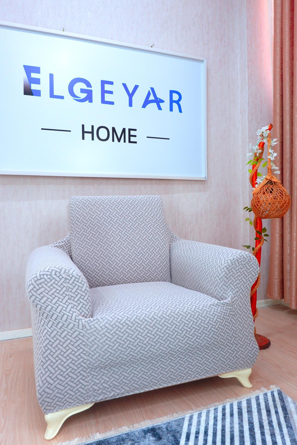 Jakarlı Tekli Koltuk Örtüsü Hasır Desen - Gri