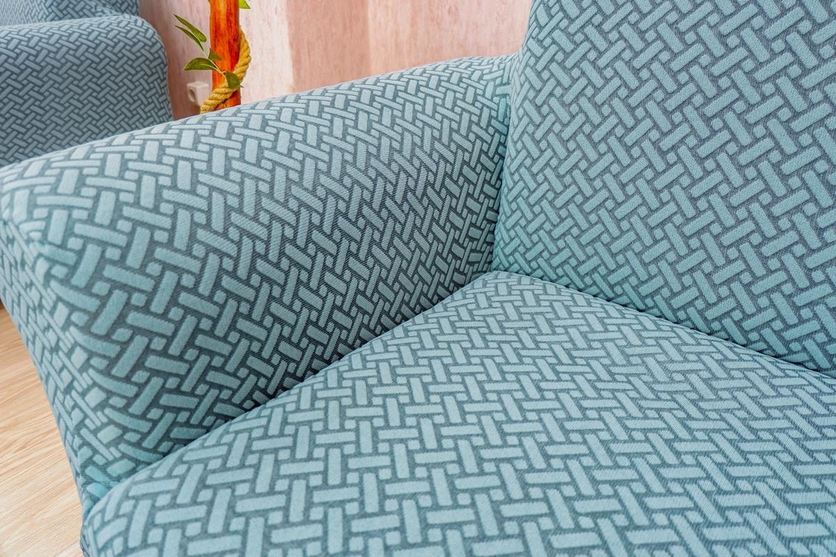 Jakarlı Tekli Koltuk Örtüsü Hasır Desen - Yeşil