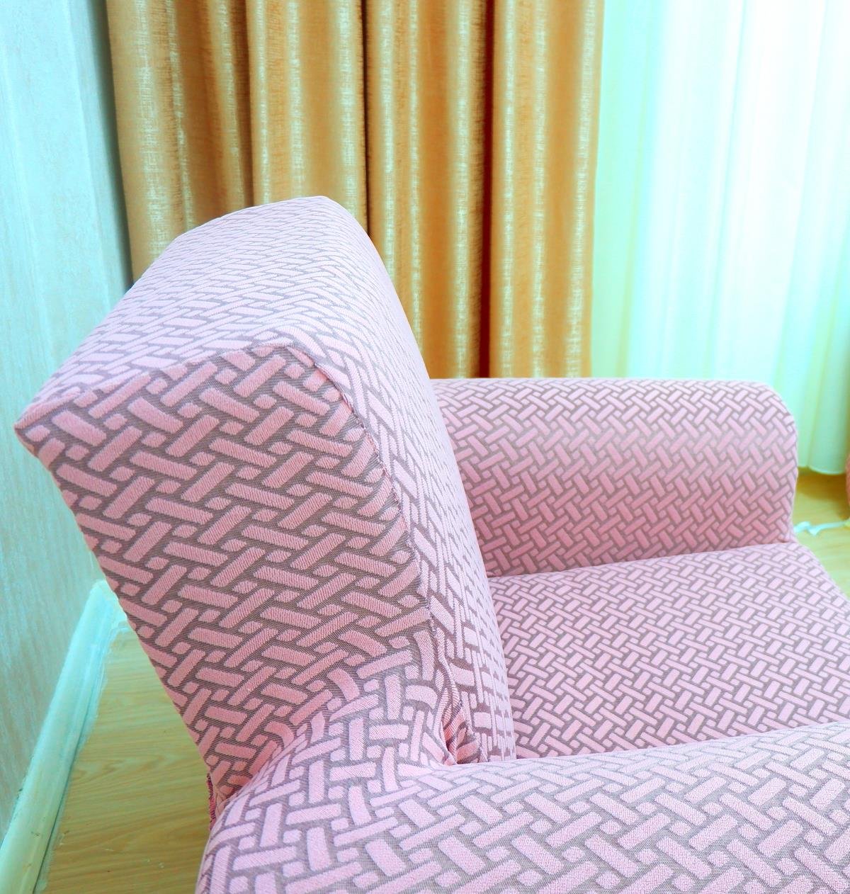 Jakarlı Tekli Koltuk Örtüsü Hasır Desen - Pembe