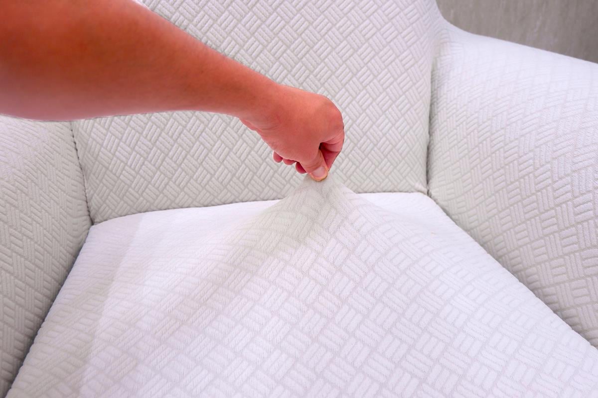 Jakarlı Tekli Koltuk Örtüsü Sepet Desen -  Krem