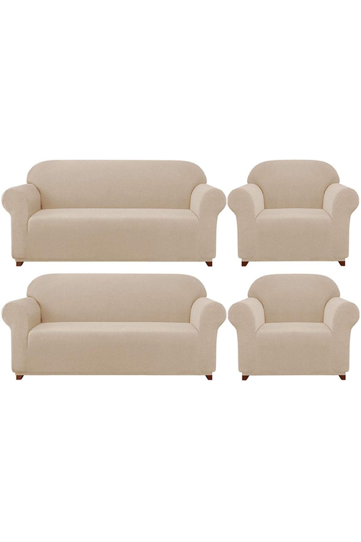 Likrali Koltuk, Kanepe, Çekyat Örtüsü Lastikli, Pitikare Desen3+3+1+1