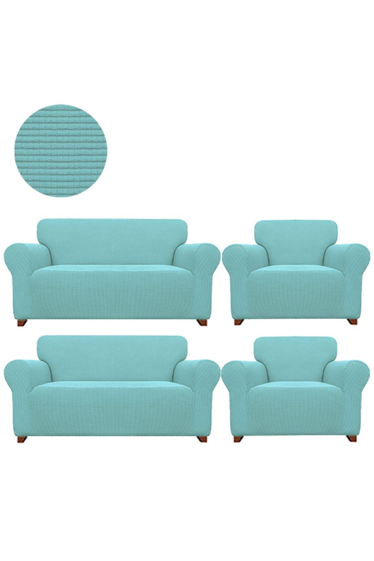 Likrali Koltuk, Kanepe, Çekyat Örtüsü Lastikli, Pitikare Desen3+3+1+1 takım