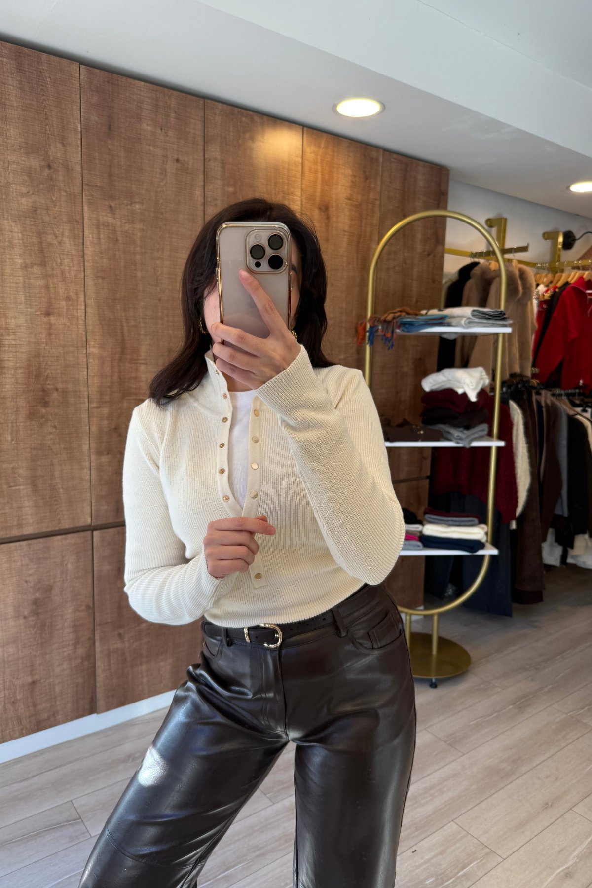 Dilvin gold çıtlı fitilli triko bluz