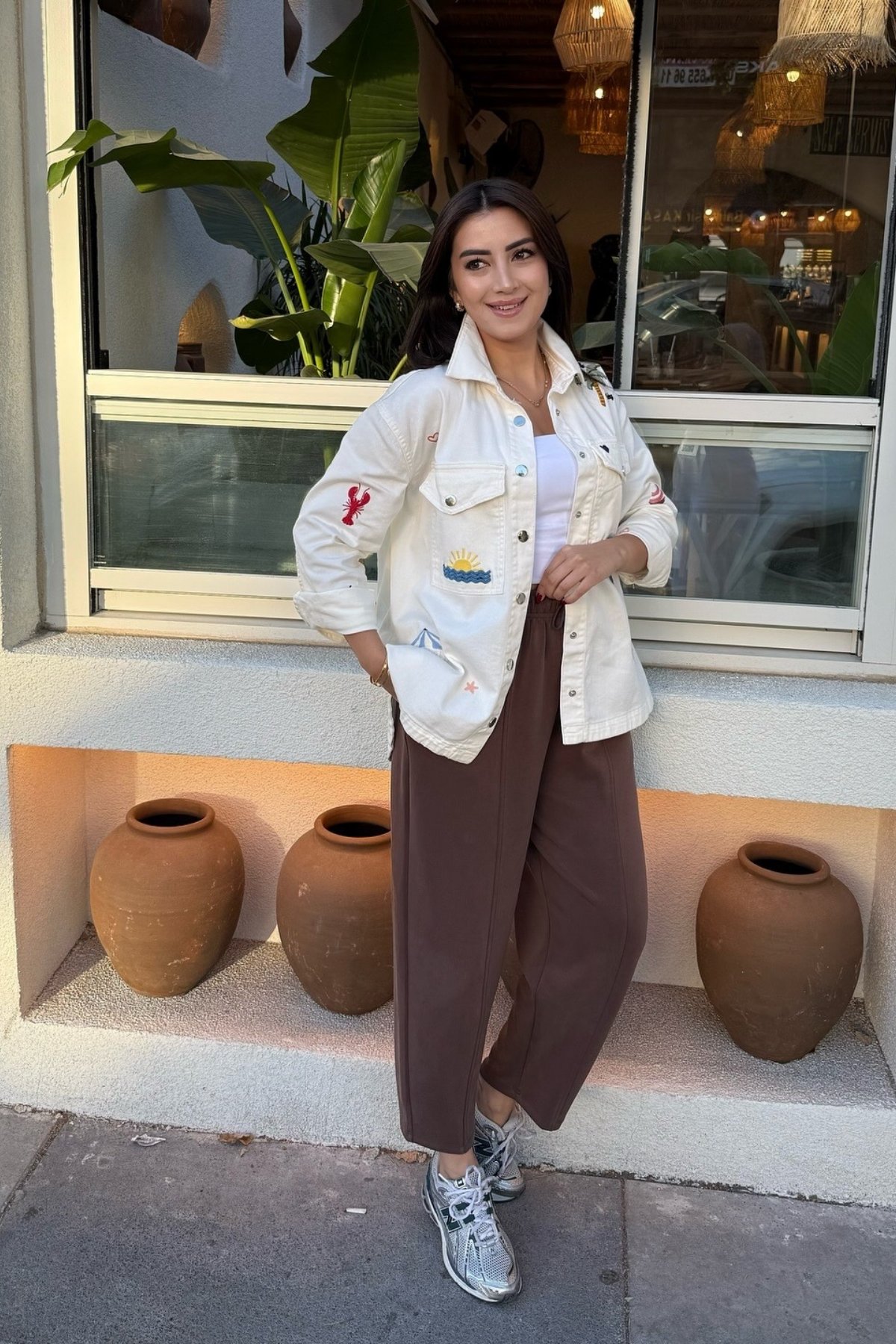 Figür nakış işleme detaylı Cotton ceket