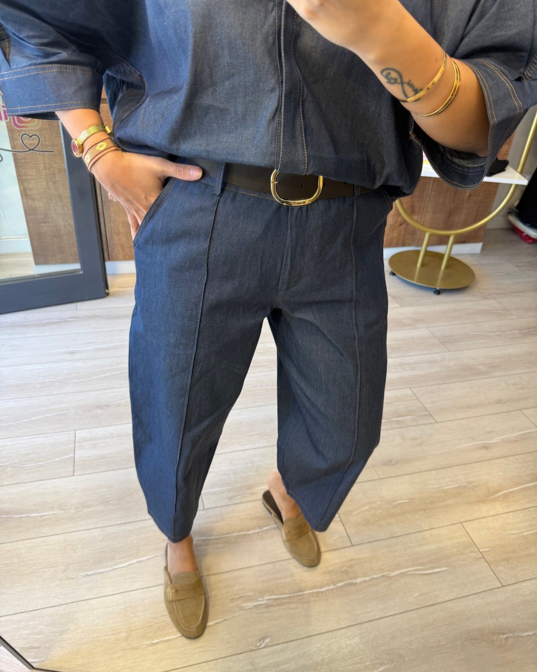 Kemerli Modern Jean Takım