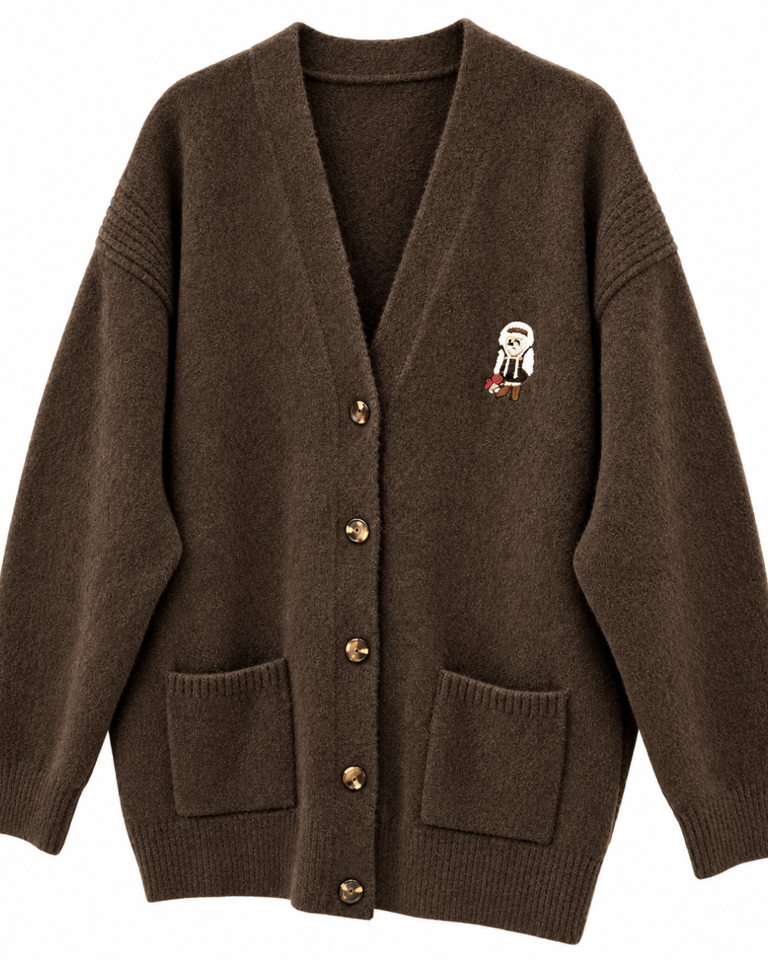Oversize Teddy Nakış Hırka