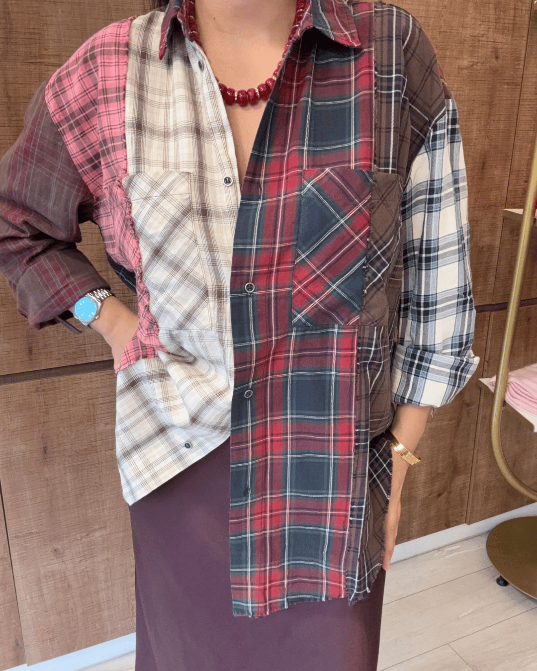Patchwork Tasarım Gömlek 