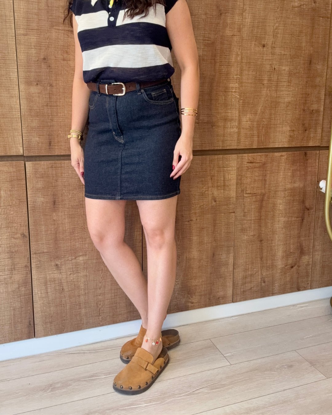 Premium Likralı Kemerli Jean Etek