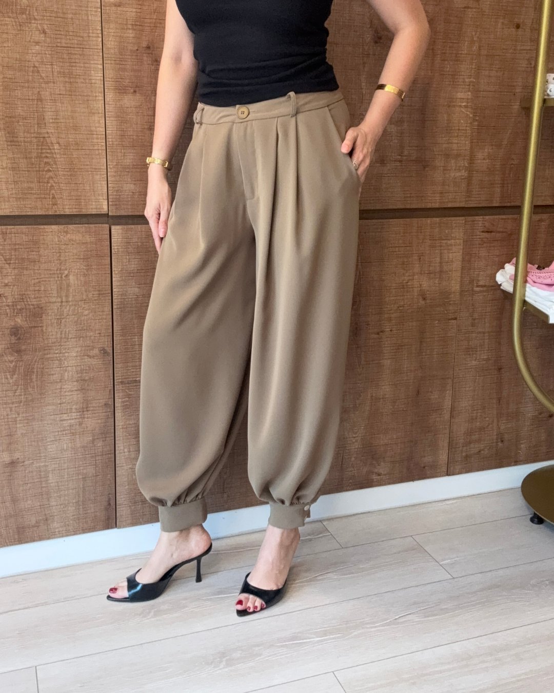 Premium Paça Çıt Detay Dökümlü Pantolon