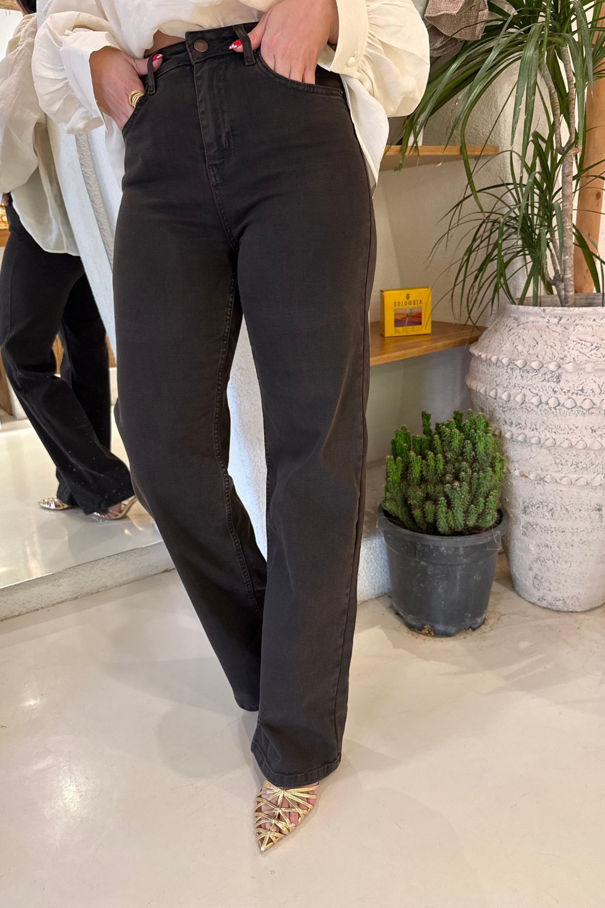 Yüksek bel likralı straight jean 