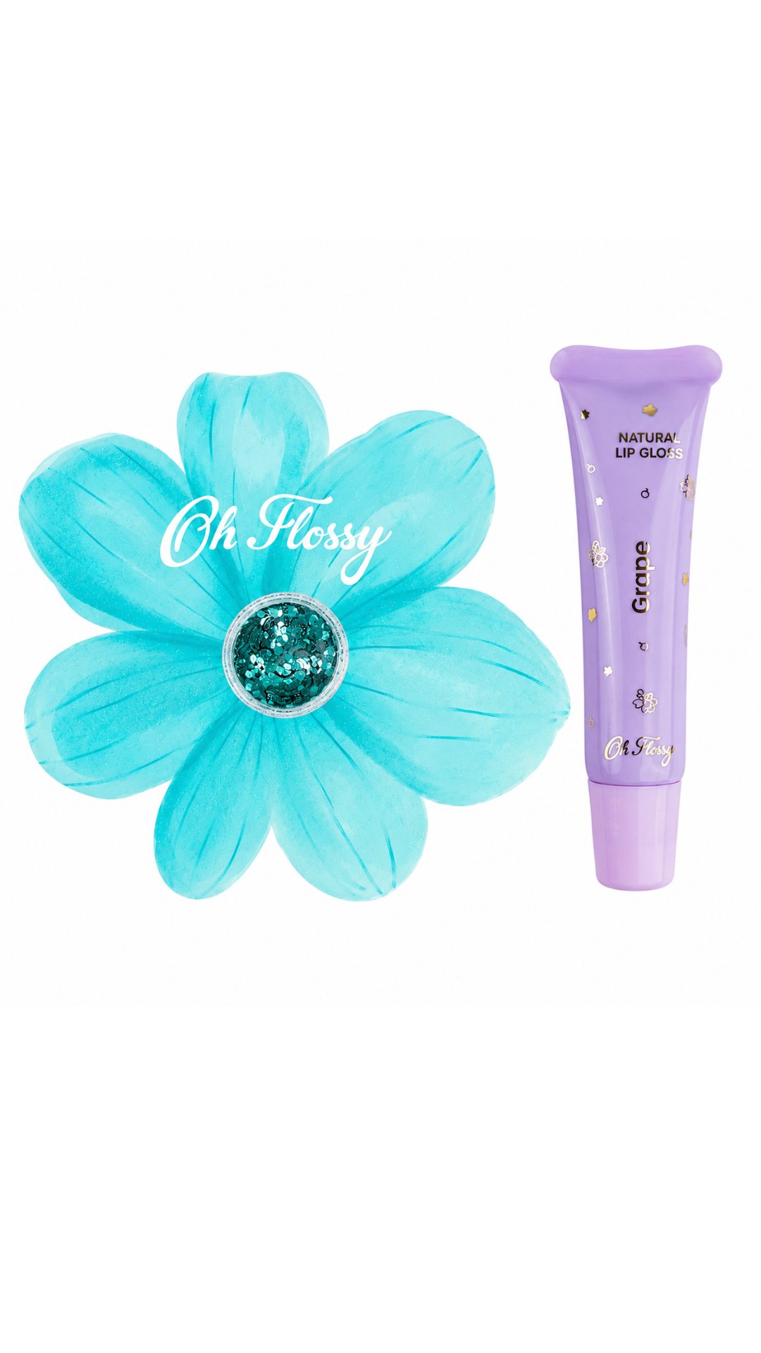 Oh Flossy Çocuk Doğal Tekli Far - Doğal Dudak Parlatıcısı Grape Seti