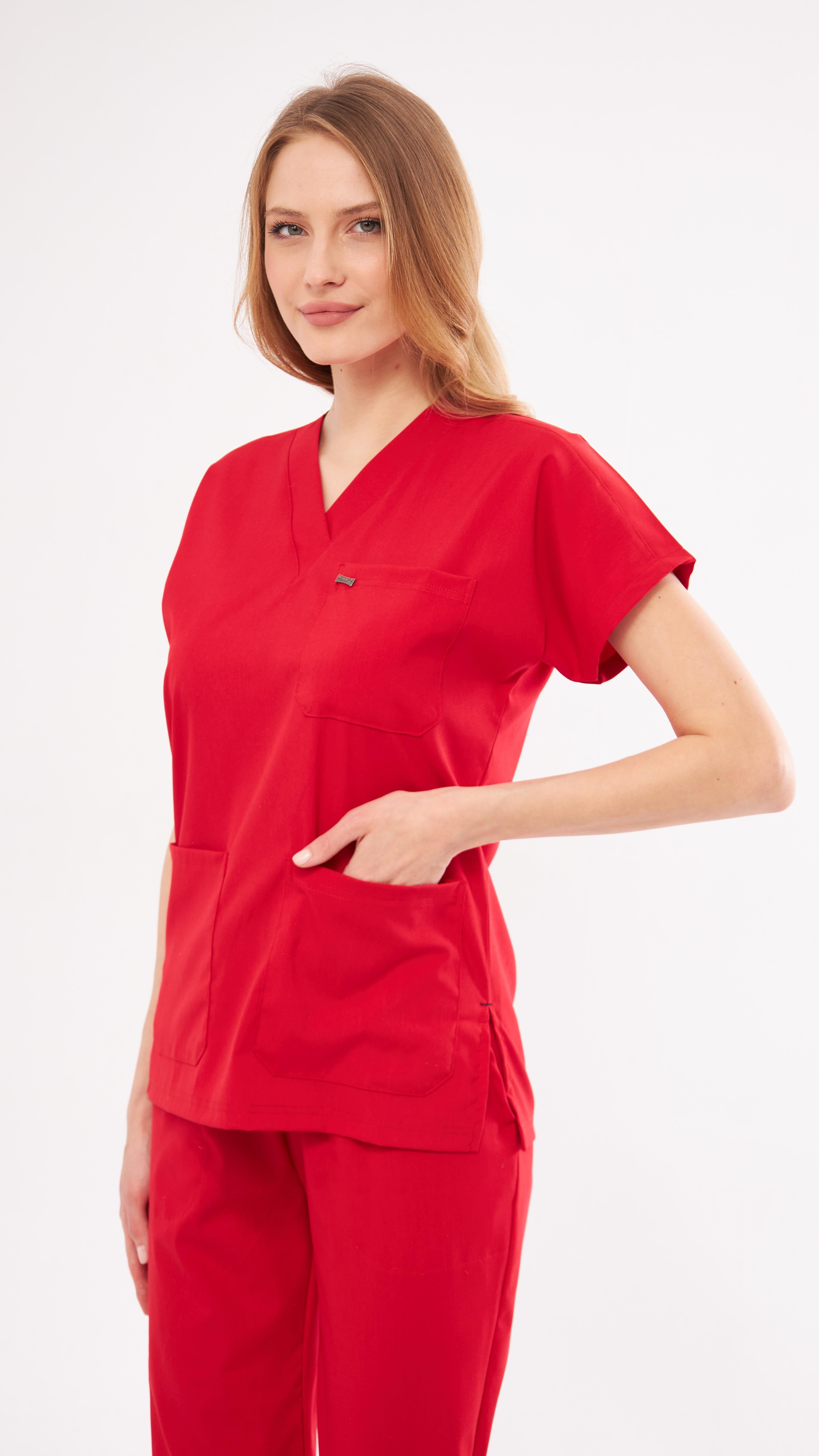 Kırmızı Greys Scrubs Takım 