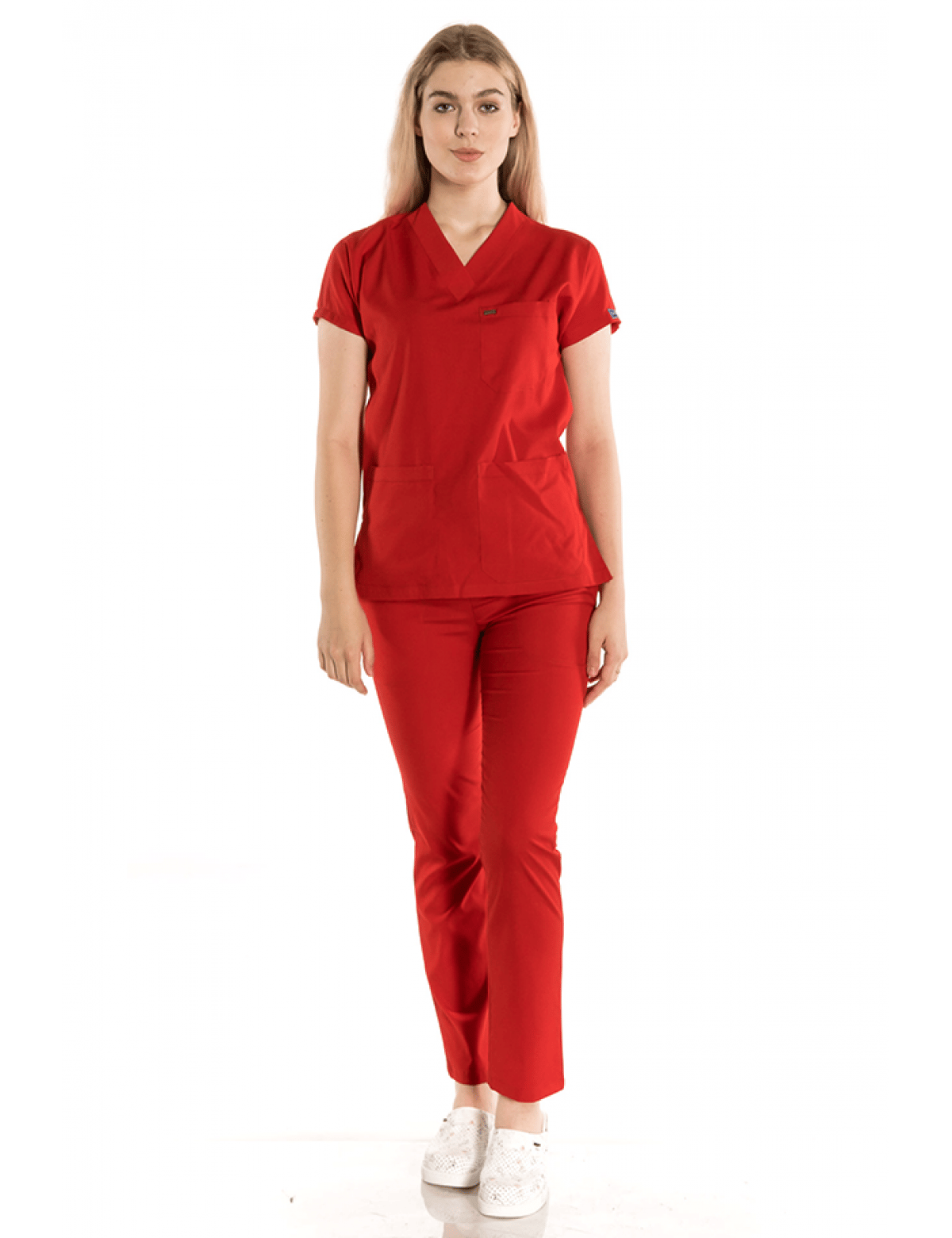 Kırmızı Greys Tek Üst Scrubs