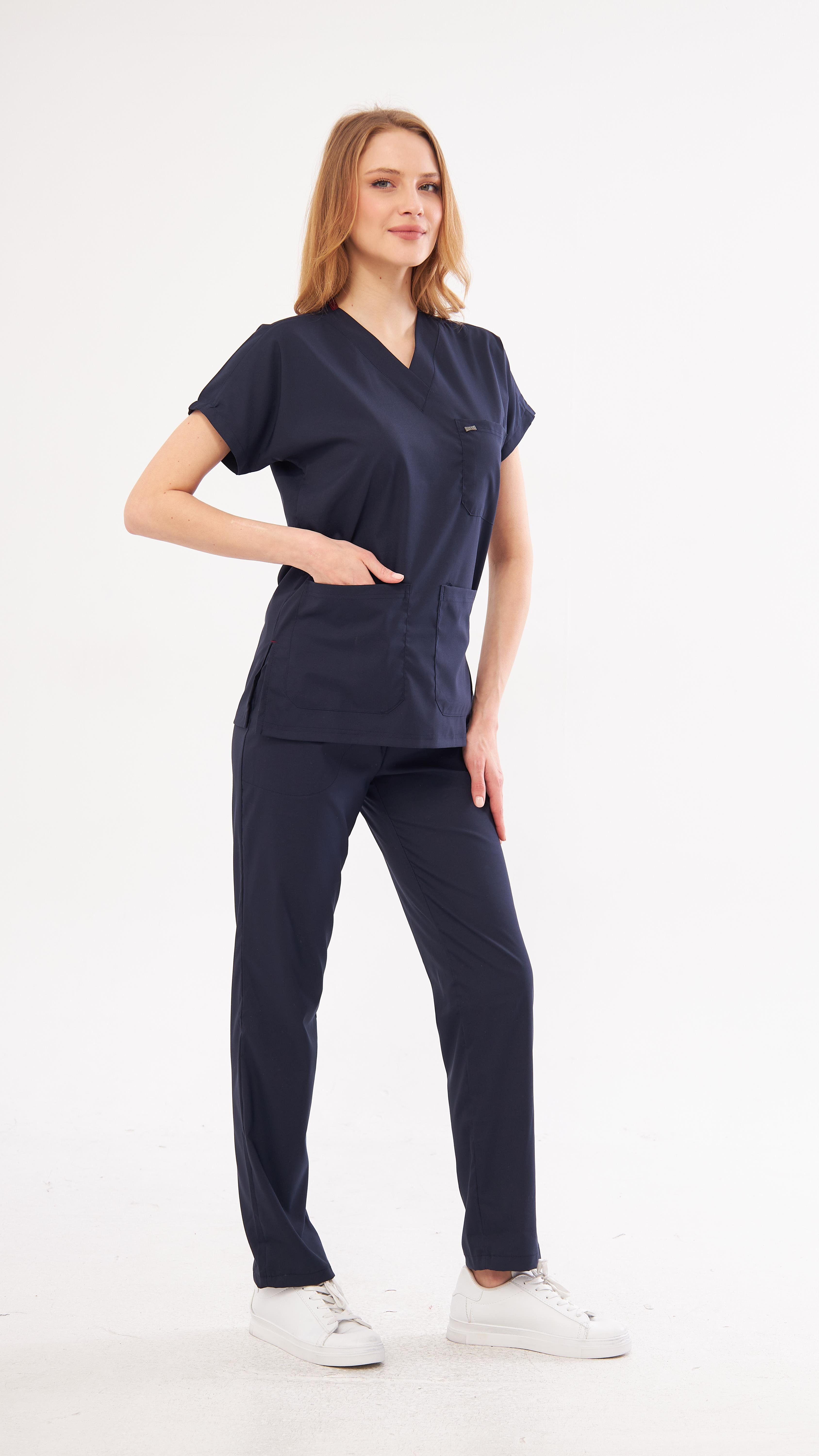 Lacivert Greys Scrubs Takım
