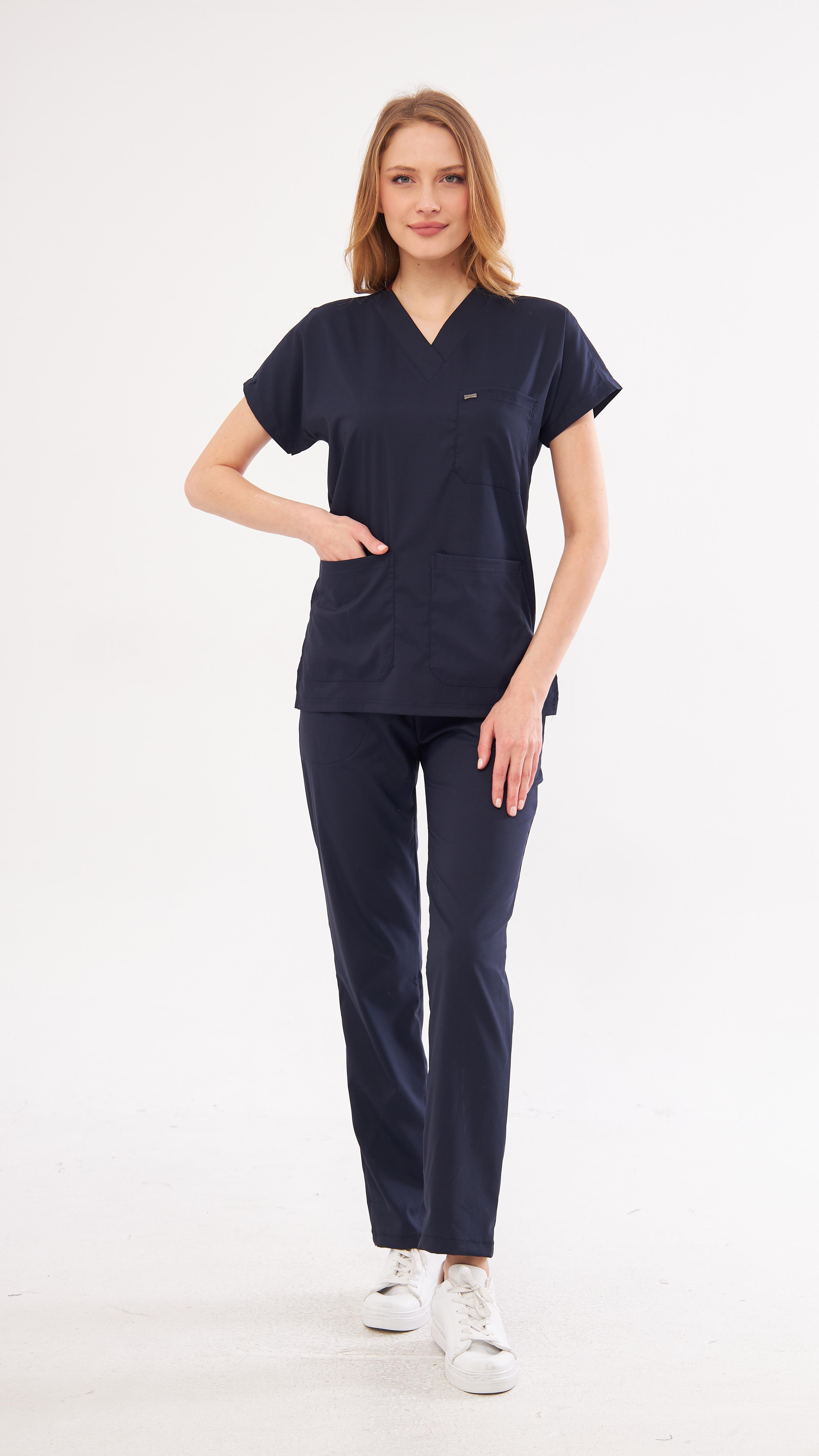 Lacivert Greys Scrubs Takım