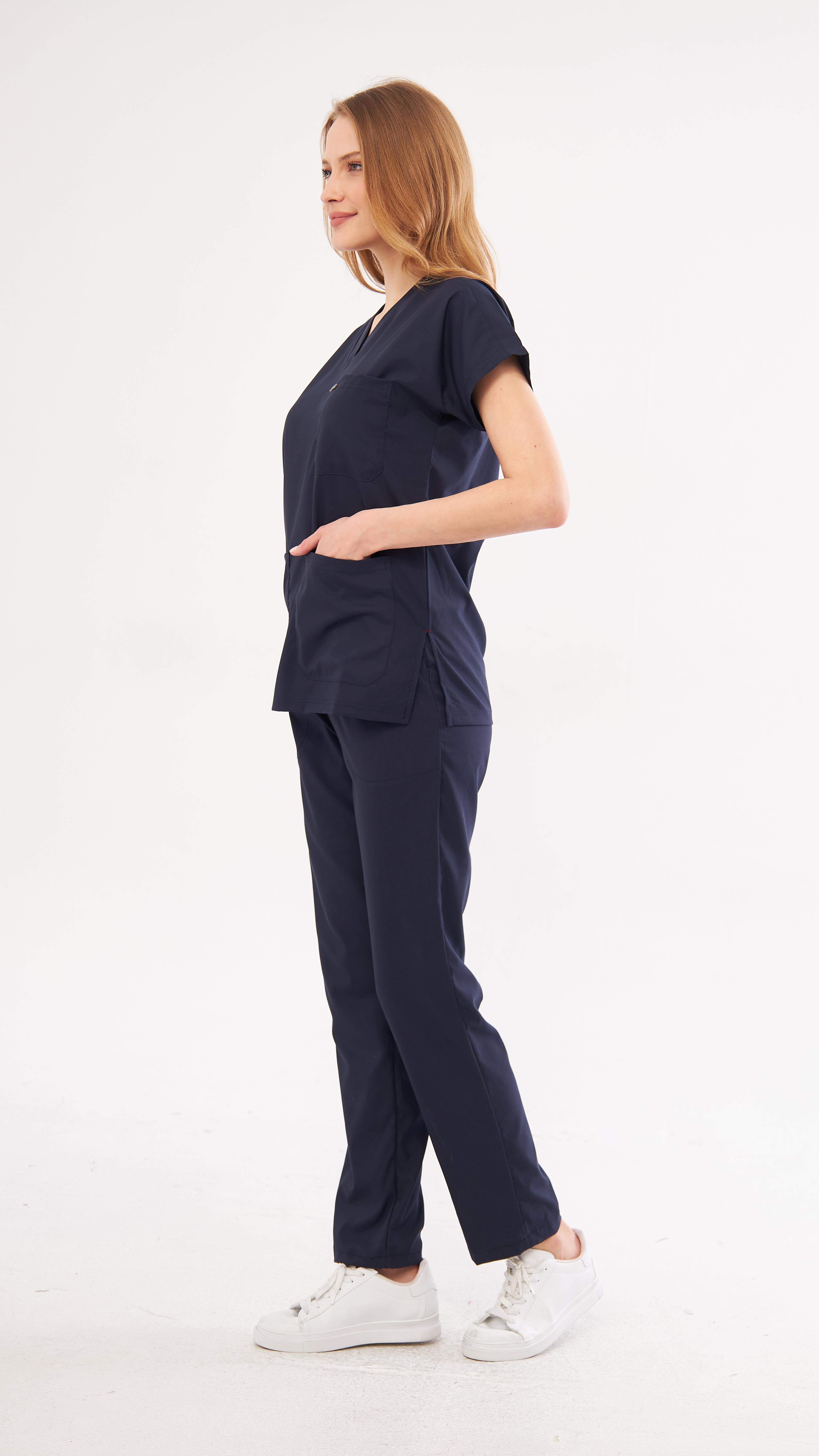 Lacivert Greys Scrubs Takım
