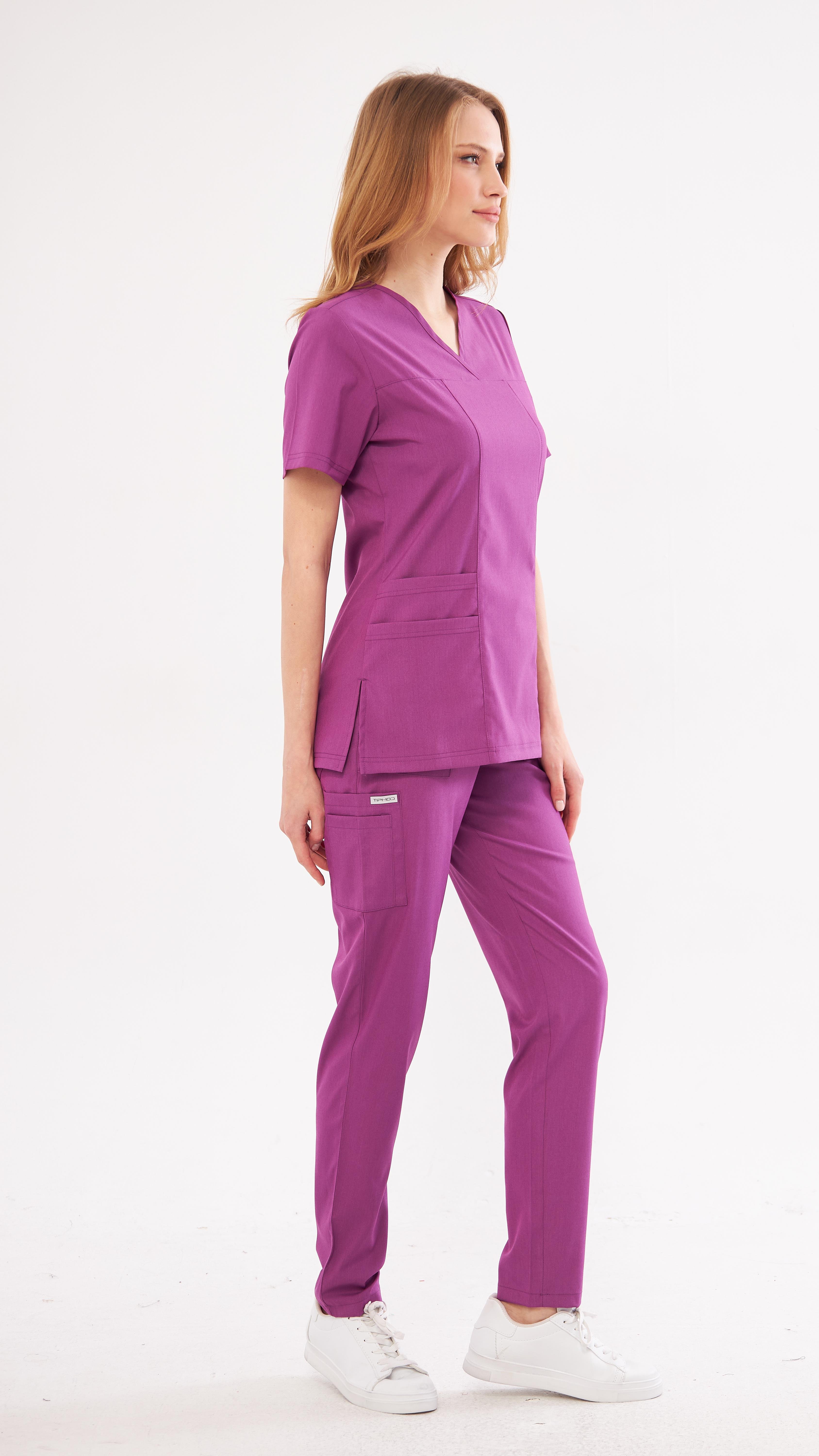 Mor Lyra Premium Scrubs Takım