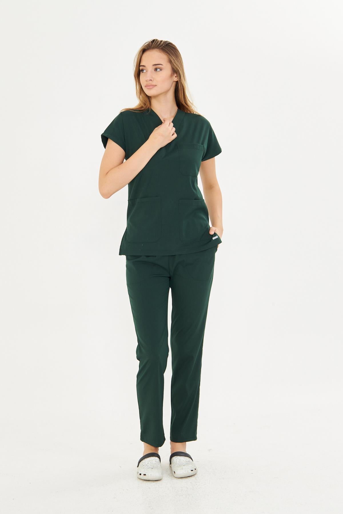 Ördek Başı Yeşili  Likralı Greys Scrubs TakımTıpmod | Scrubs, Hemşire Forması ve Sabo Terlikte Güvenilir AdresKadın Scrubs Takım