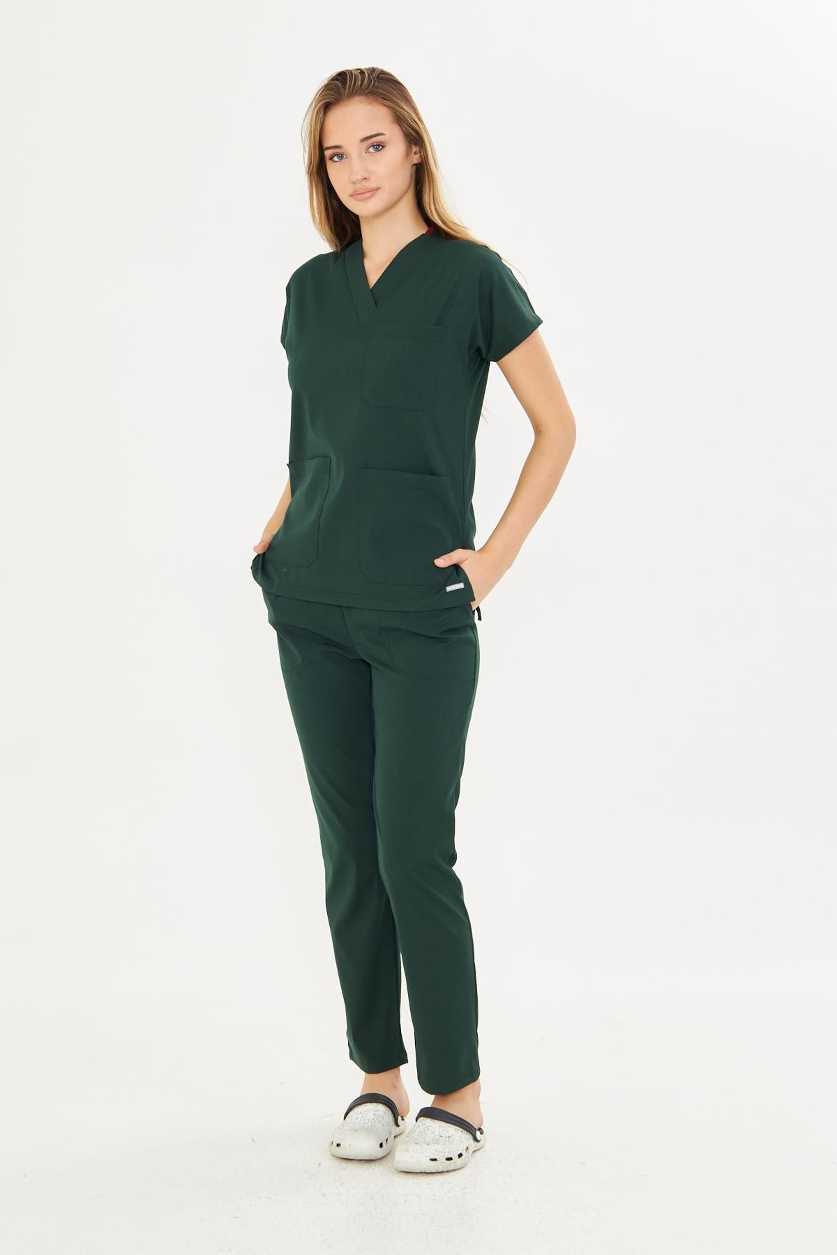 Ördek Başı Yeşili  Likralı Greys Scrubs TakımTıpmod | Scrubs, Hemşire Forması ve Sabo Terlikte Güvenilir AdresKadın Scrubs Takım
