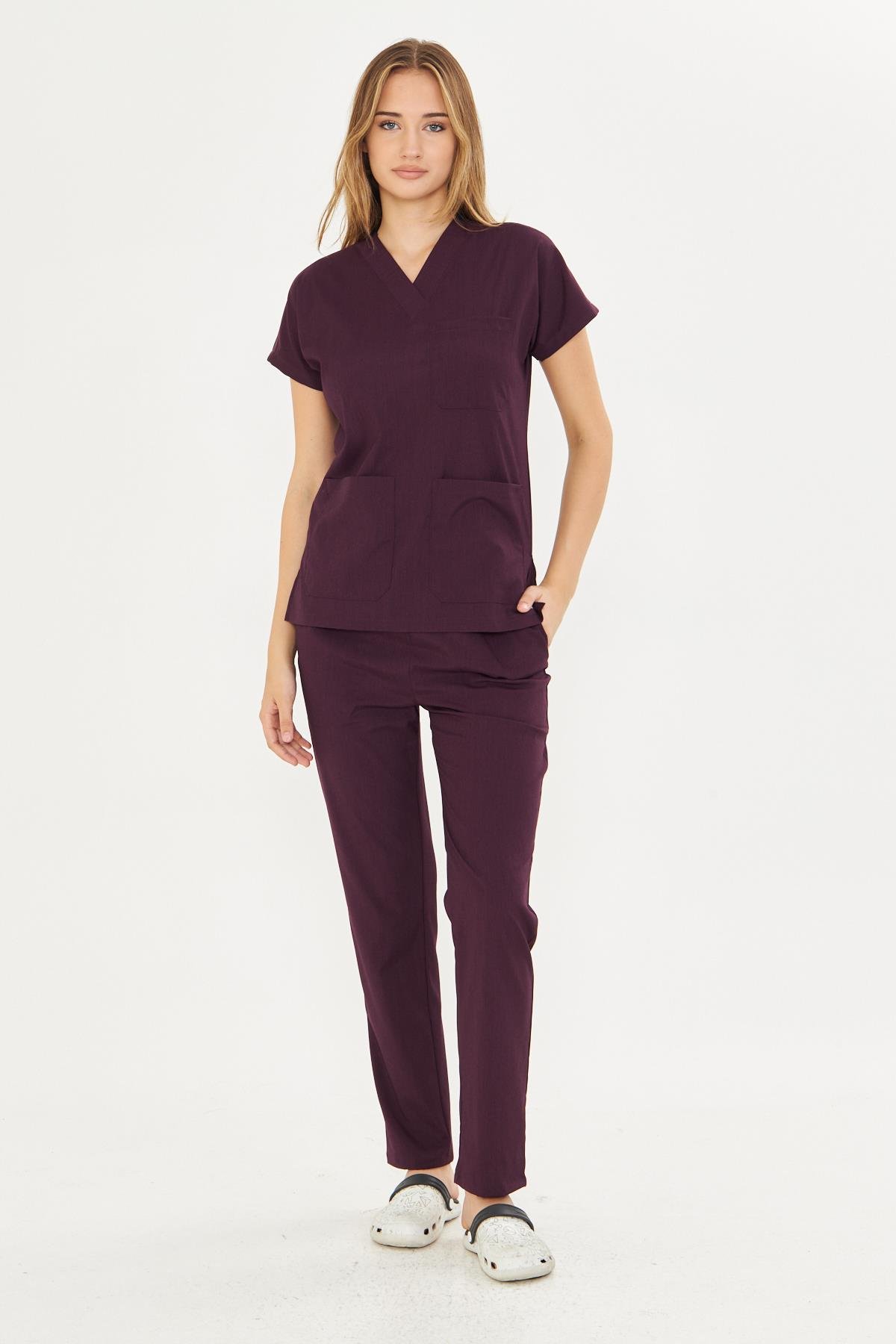 Patlıcan Moru Likralı Greys Scrubs TakımTıpmod | Scrubs, Hemşire Forması ve Sabo Terlikte Güvenilir AdresKadın Scrubs Takım