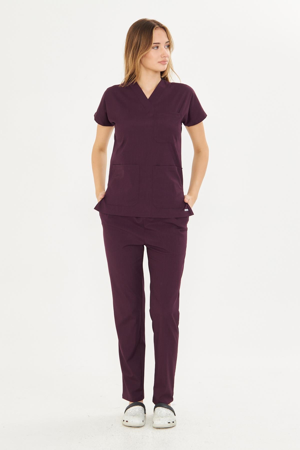 Patlıcan Moru Likralı Greys Scrubs TakımTıpmod | Scrubs, Hemşire Forması ve Sabo Terlikte Güvenilir AdresKadın Scrubs Takım
