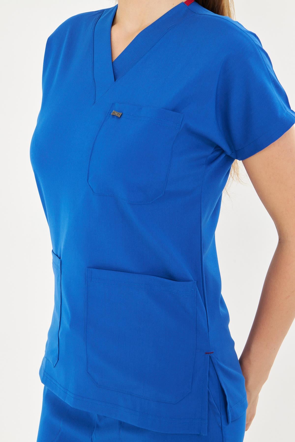 Saks Mavi  Likralı Greys Scrubs TakımTıpmod | Scrubs, Hemşire Forması ve Sabo Terlikte Güvenilir AdresKadın Scrubs Takım