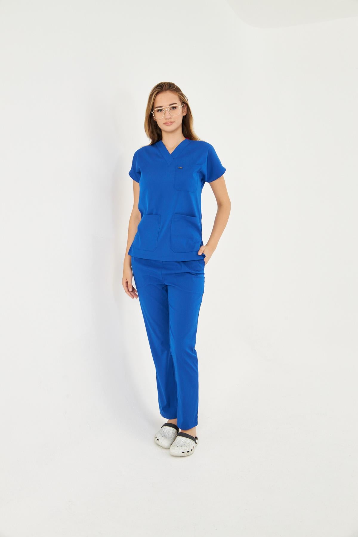 Saks Mavi  Likralı Greys Scrubs TakımTıpmod | Scrubs, Hemşire Forması ve Sabo Terlikte Güvenilir AdresKadın Scrubs Takım