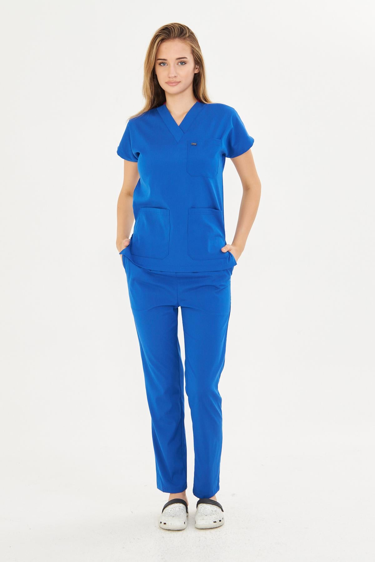Saks Mavi  Likralı Greys Scrubs TakımTıpmod | Scrubs, Hemşire Forması ve Sabo Terlikte Güvenilir AdresKadın Scrubs Takım