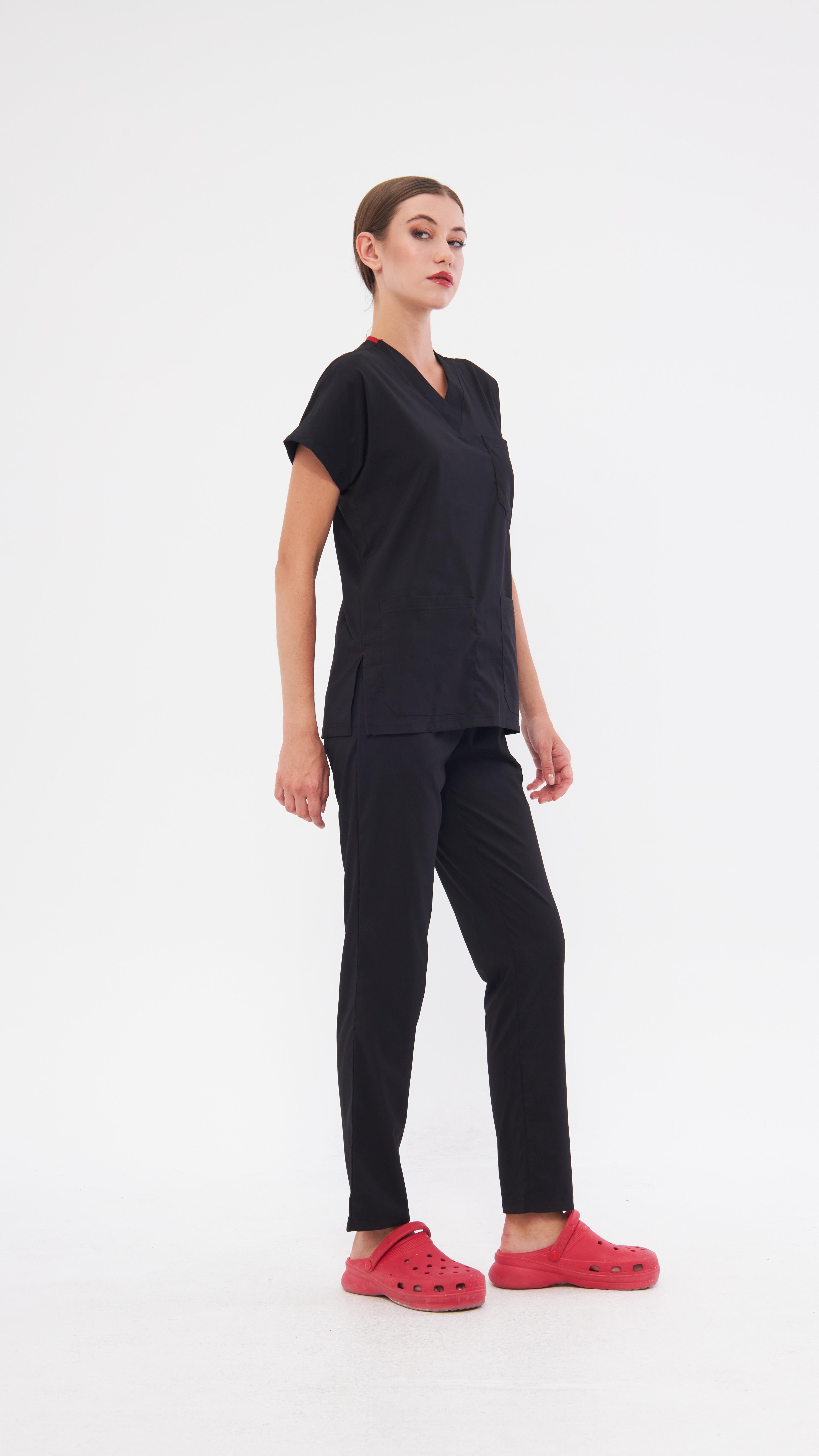 Siyah Greys Scrubs Takım