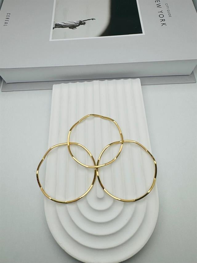 3'lü Zigzag Ajda Çelik Bilezik 65mm (Gold)