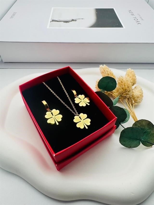 Çelik Kolye ve Küpe (Gold) 0106343