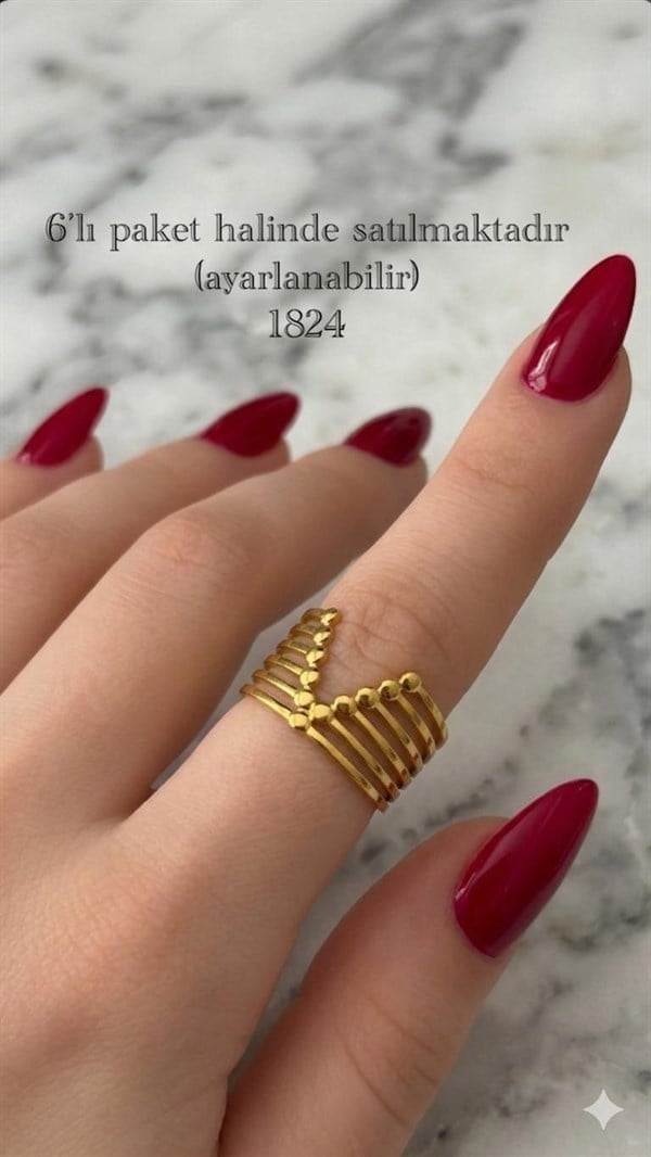 Çelik Yüzük  6 adet (Gold) 136