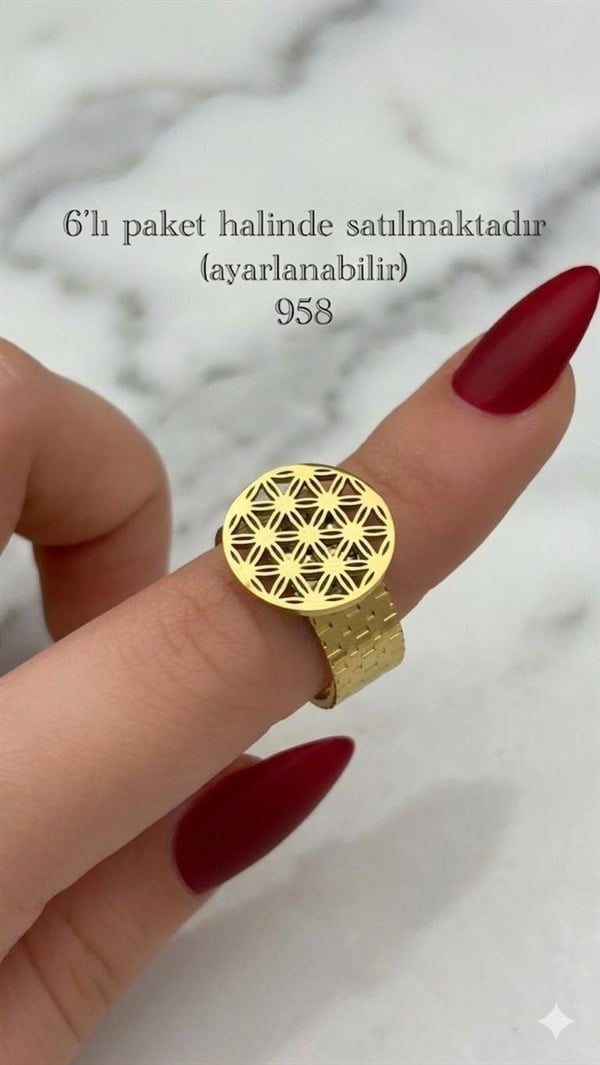 Çelik Yüzük 6 adet (Gold) 168