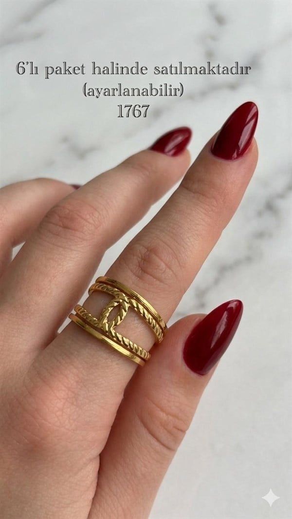 Çelik Yüzük 6 adet (Gold) 174