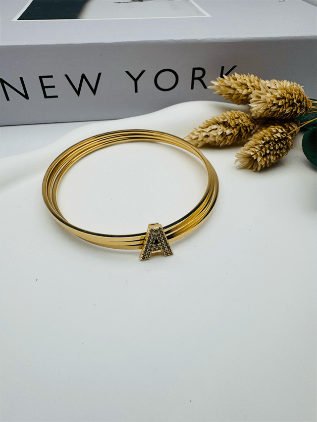 Charmlı Ajda Bilezik A Harfi  (Gold) 6mm 22088