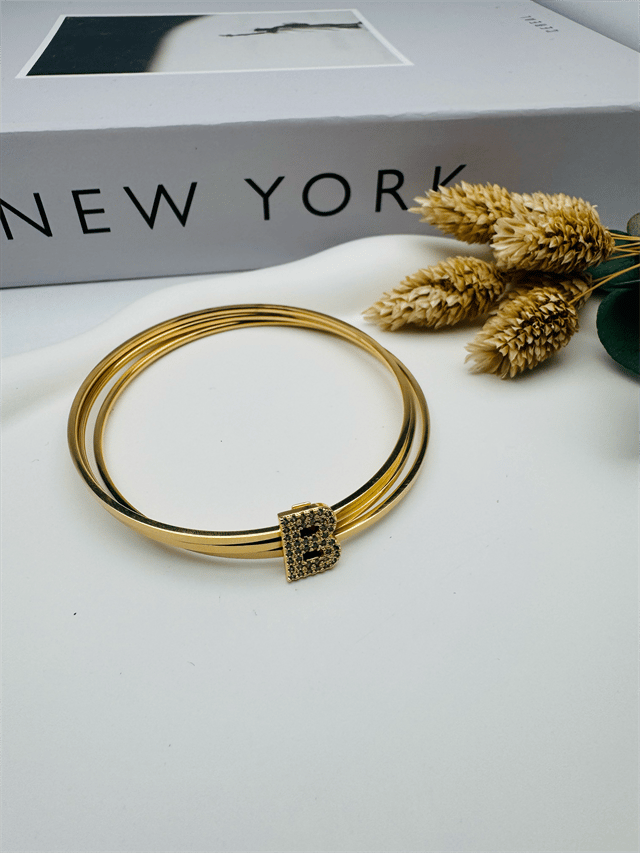 Charmlı Ajda Bilezik B Harfi  (Gold) 6,7mm 22087