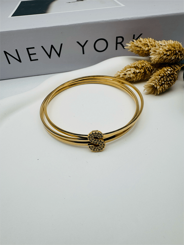 Charmlı Ajda Bilezik S Harfi  (Gold) 6mm 22080