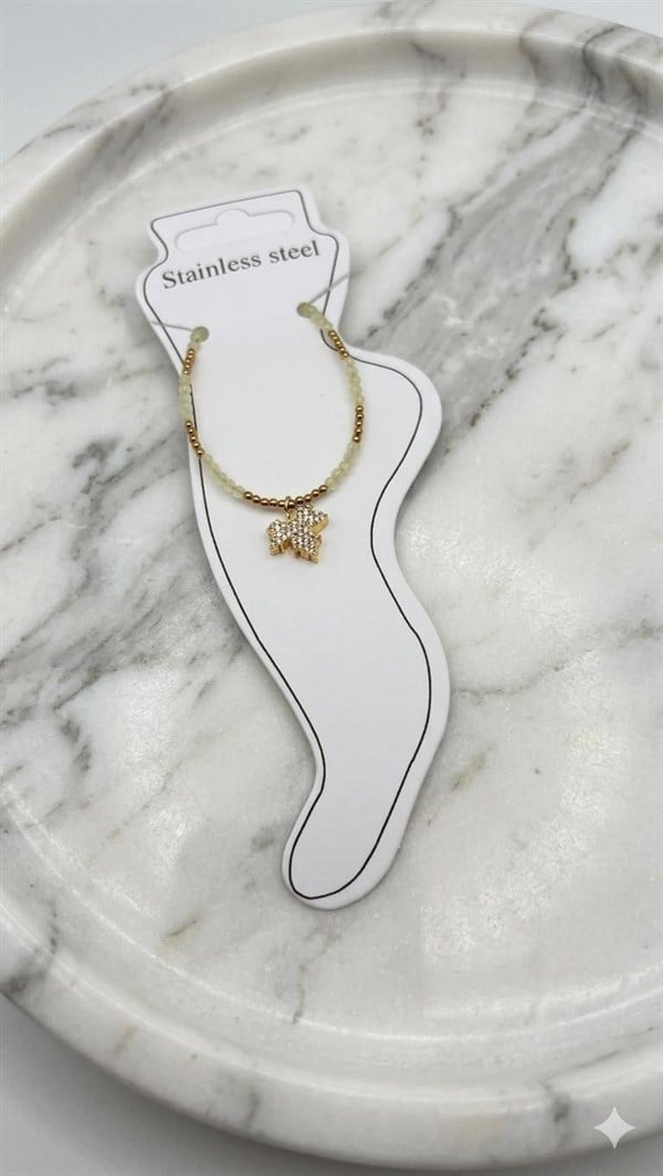 Doğal Taş Çelik Halhal (Gold) Hb 02356