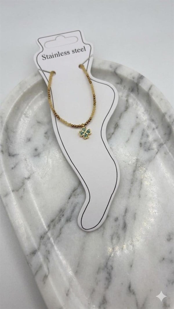 Doğal Taş Çelik Halhal (Gold) Hb 02388