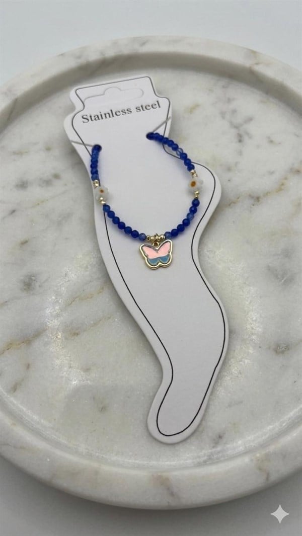 Doğal Taş Çelik Halhal (Gold) Hb 02389