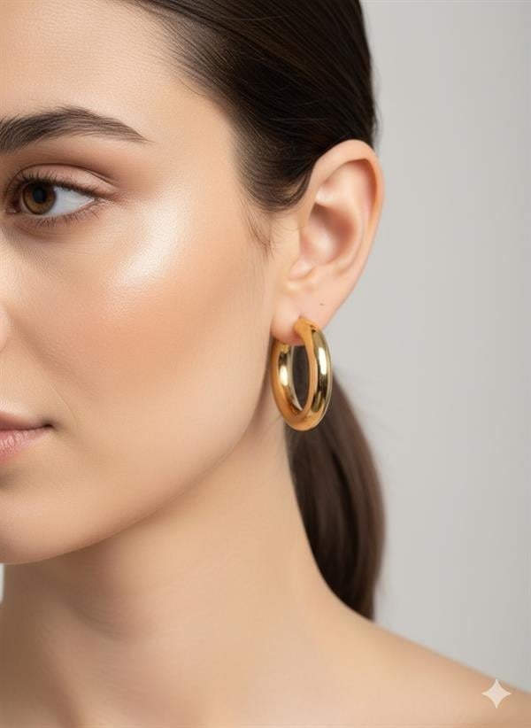 Halka Çelik Küpe Büyük Boy KP370 (Gold)